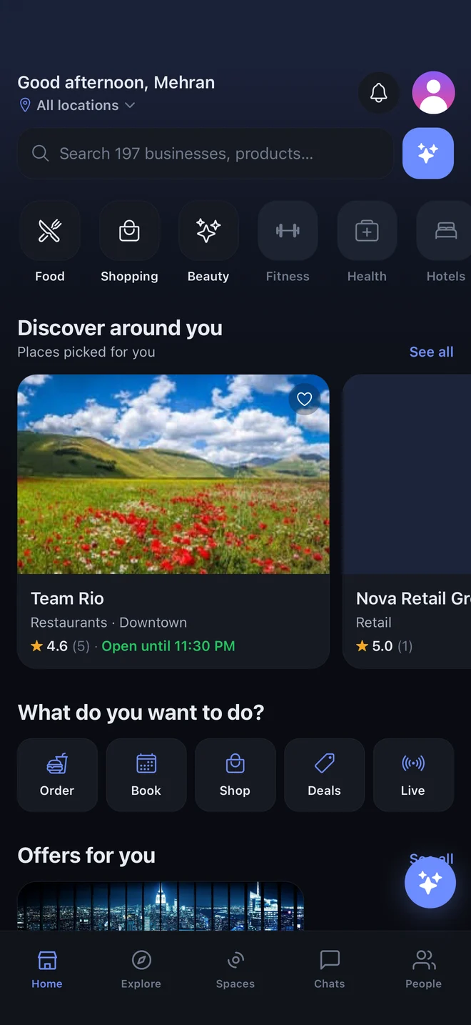 The KardoSpace home screen
