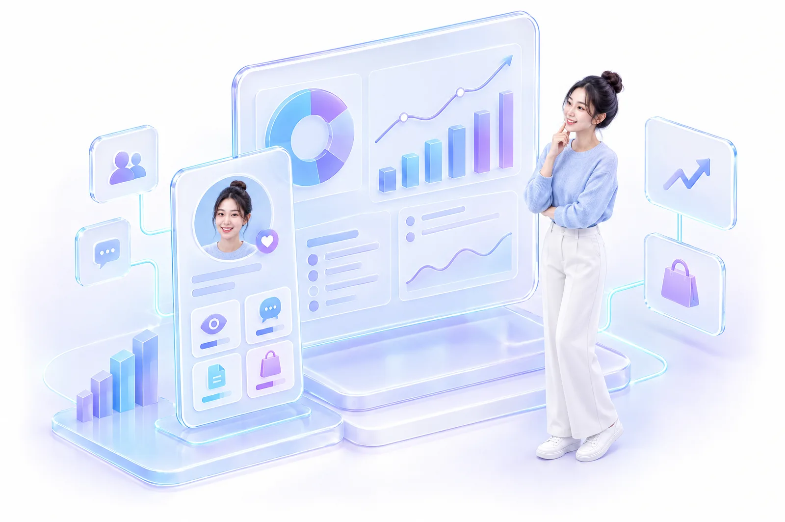 A business owner reviewing follower insights