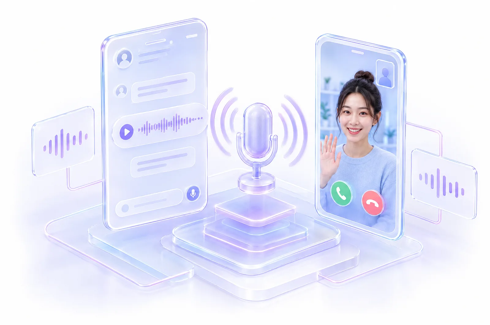 Voice, photos, video, files — inline.